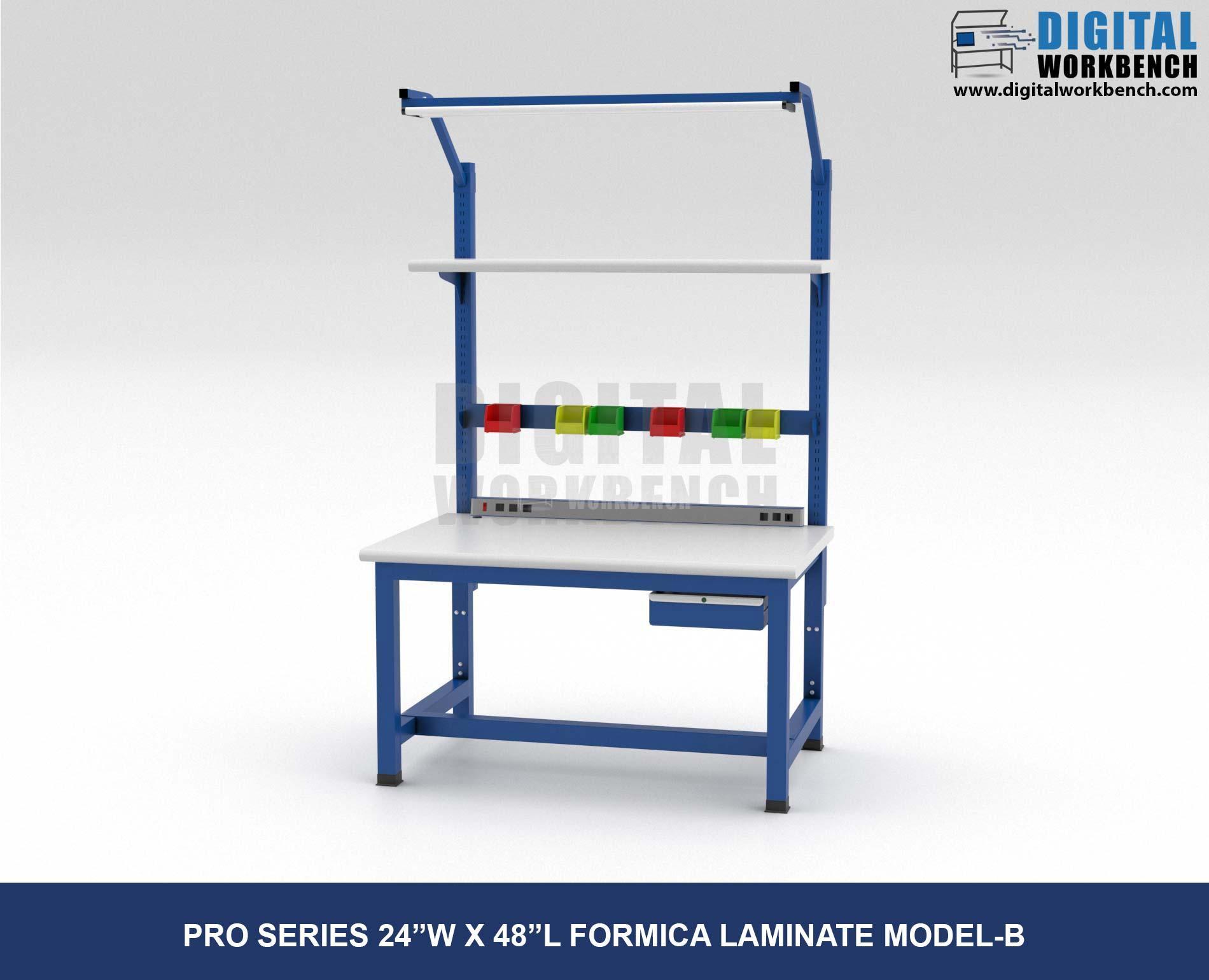 Pro Series Industrial Workbench Type model B, 48 inch Length, with Formica Laminate Top by Digital Workbench - 24W x 48L